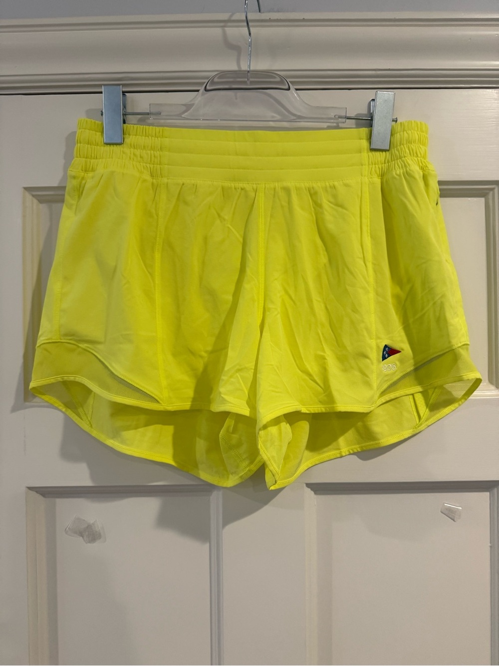 lululemon athletica Neon Yellow Running Shorts with Built-In Liner